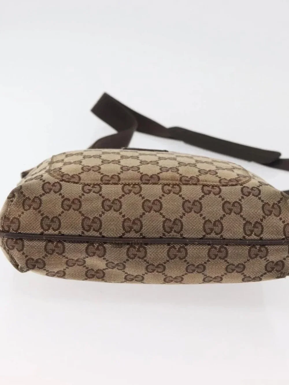 GUCCI GG Canvas Shoulder Bag Beige Silver 122793 Auth